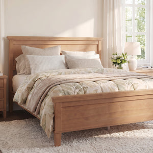 Mid-Century Modern Wood Platform Bed - Queen Size Seadrift