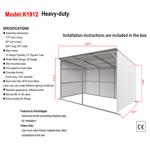 20Ft x 12Ft Livestock Metal Shed – Heavy-Duty Steel Shelter