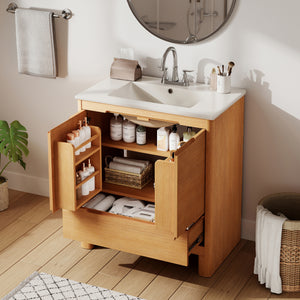 30" Softened Modern Bathroom Vanity with Ceramic Sink