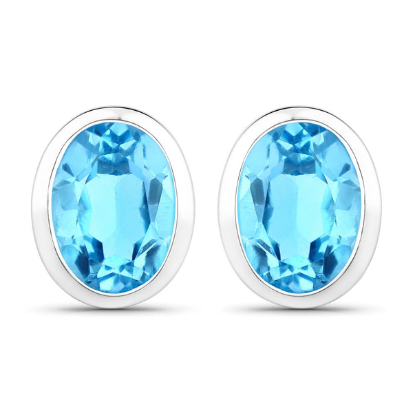 4.00 Carat Genuine Swiss Blue Topaz .925 Sterling Silver Earrings