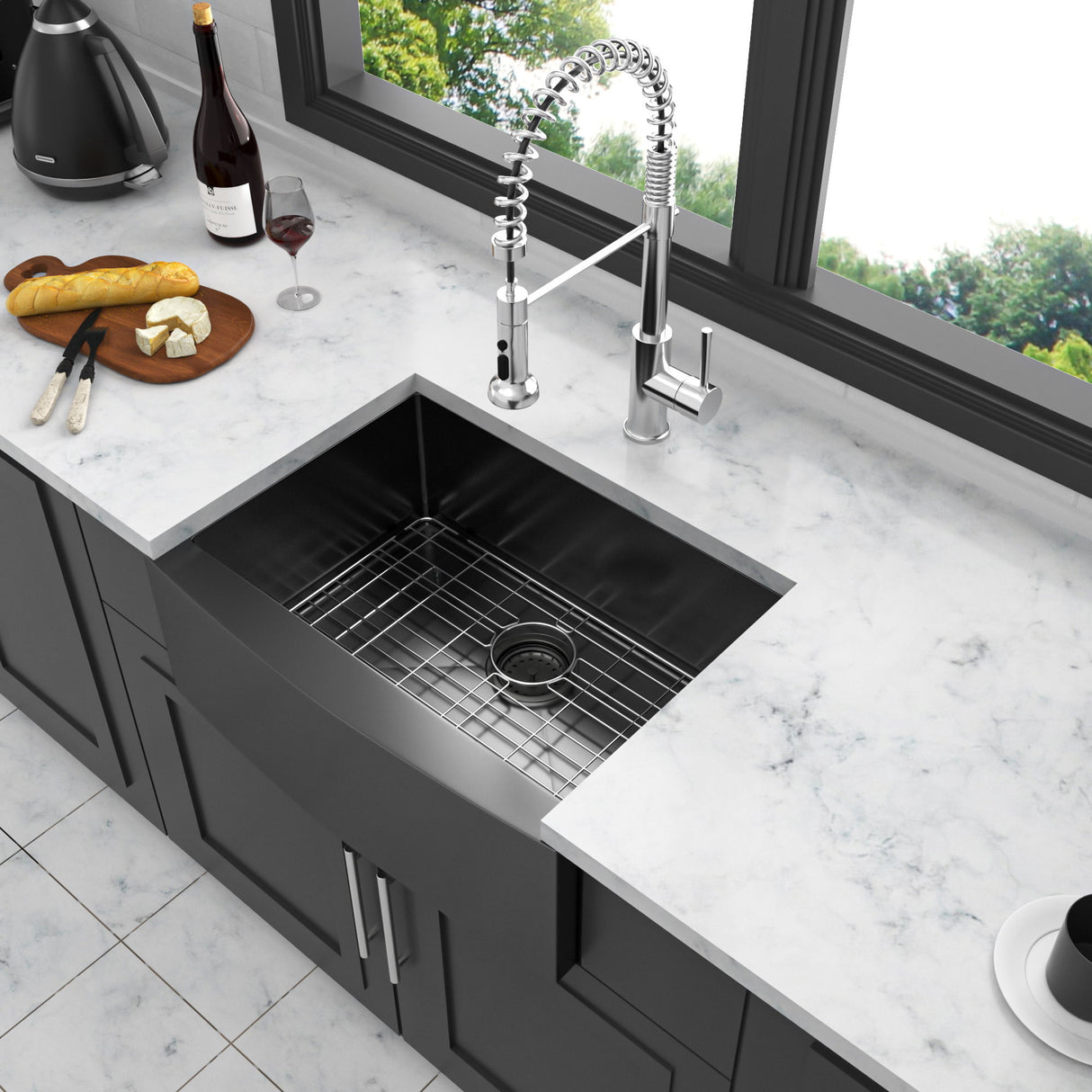 Farmhouse Kitchen Sink, Stainless Steel, Apron Front