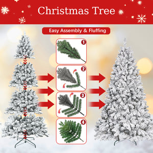 5FT Flocked Christmas Tree with Pine Cones