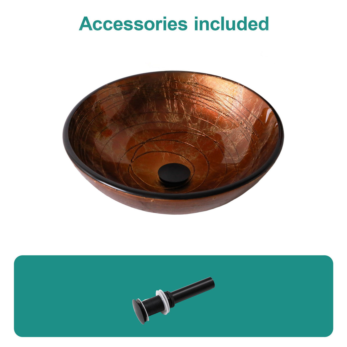 Vessel Bathroom Sink With Pop Up Drain, Round Bowl For Vanity Smooth - Brown