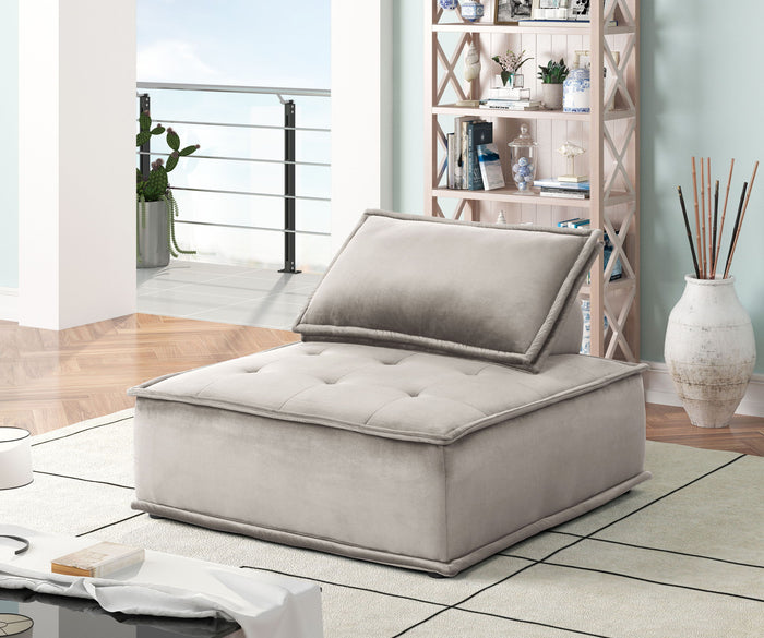 Anna Armless Lounge Chair with Tufted Upholstery - Gray or Black