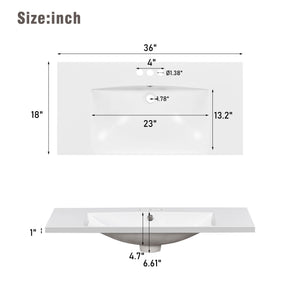 Shaker Free Standing Bathroom Vanity Cabinet & Sink, Soft Close Drawers, Soft Close Doors