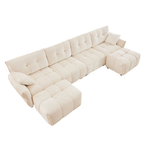 Sofa Set With Ottoman And Pillows, Textured, High Resilience Cushions