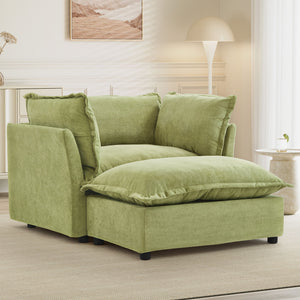 Modern Armchair Sofa With Movable Ottoman