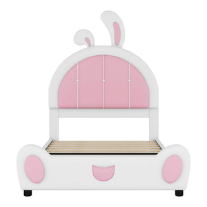 Upholstered Platform Bed With Rabbit Shaped Headboard