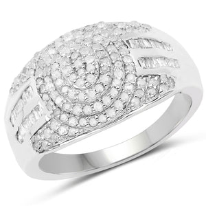 1.15 Carat Genuine White Diamond .925 Sterling Silver Ring