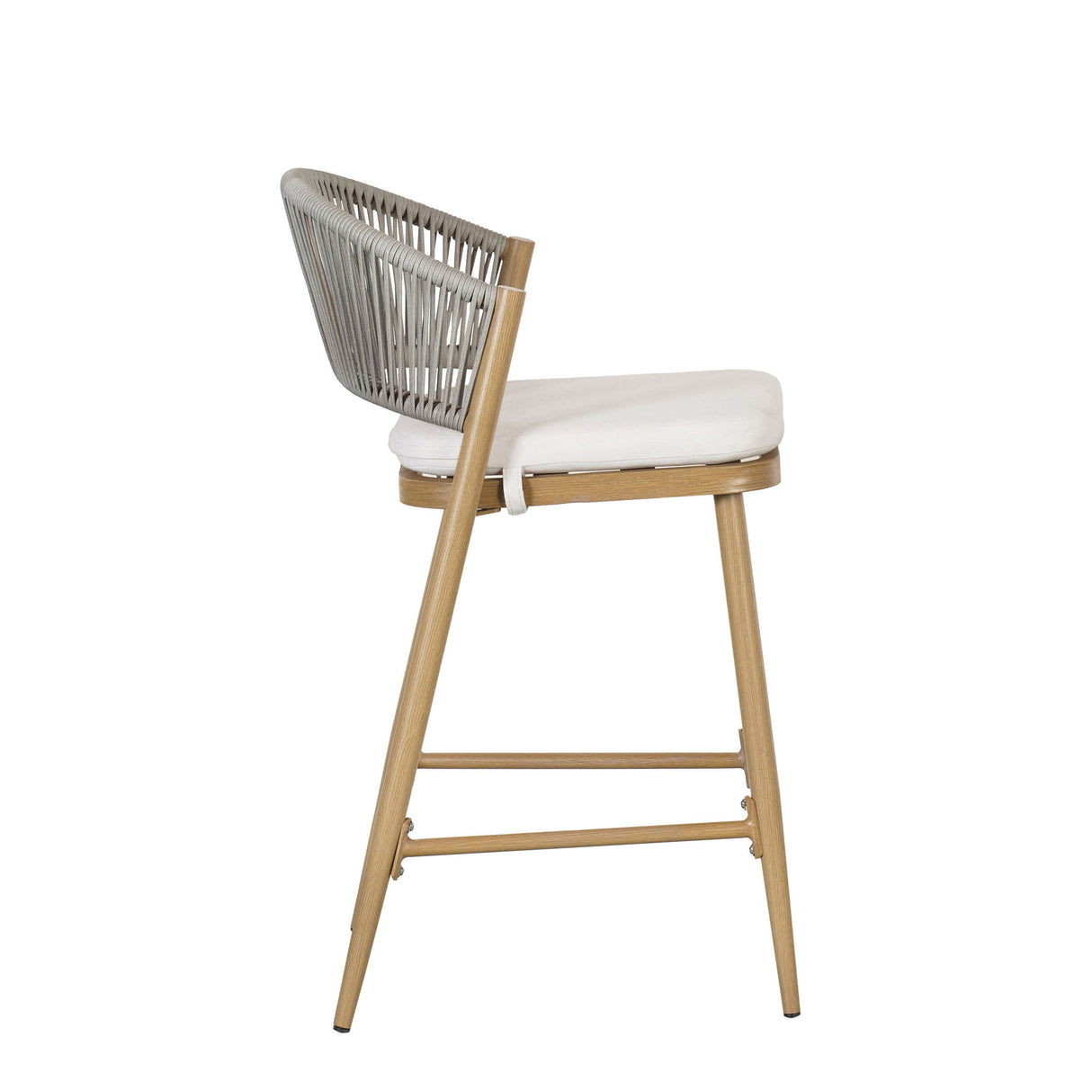 Outdoor 26" Counter Height Metal Frame Counter Stools With Scallop Shaped Backrest & Water Resistant Cushions