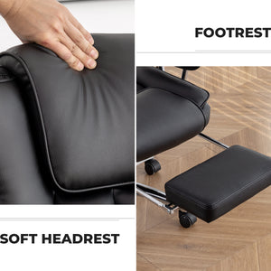 Big and Tall Executive Office Chair with Footrest - Black