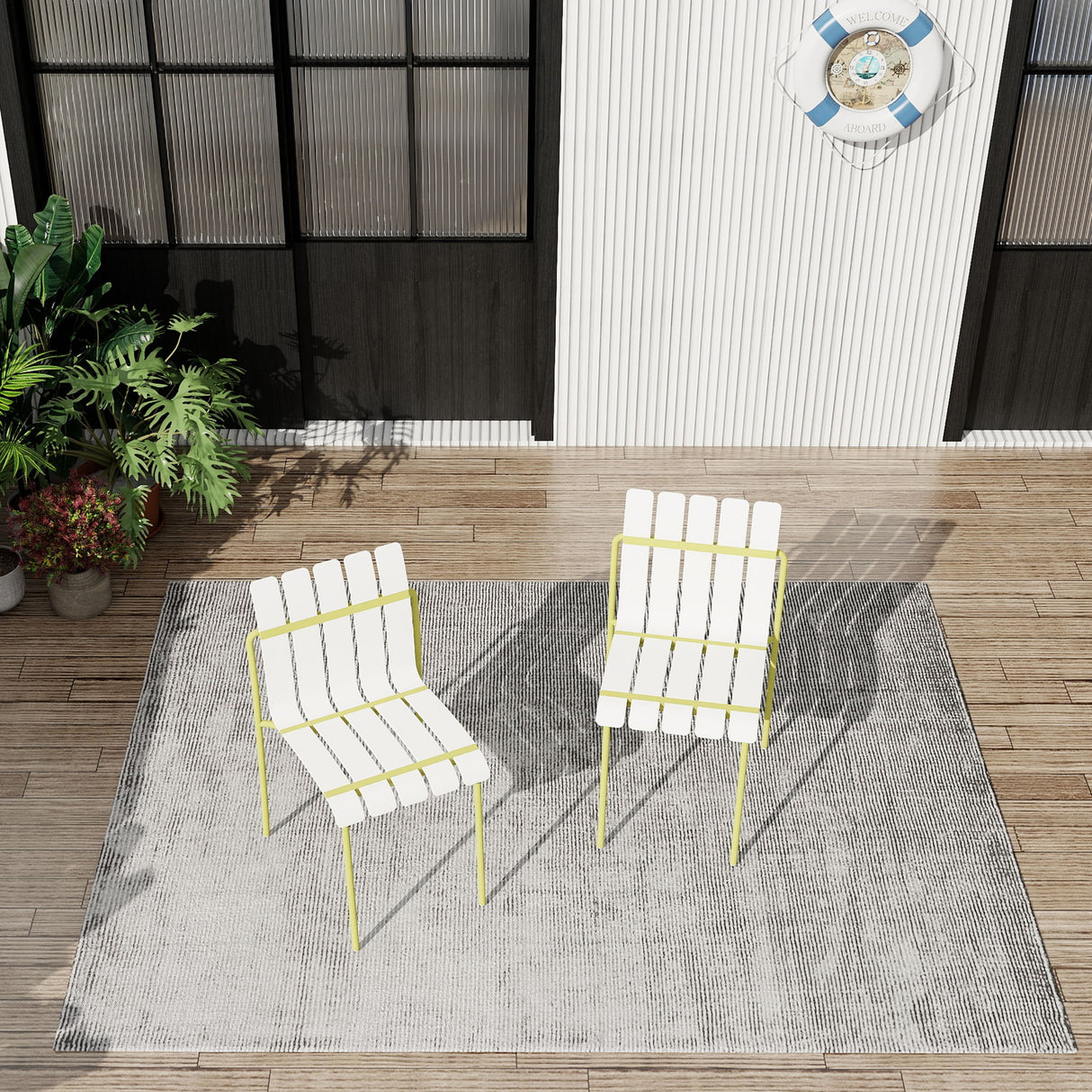 4 Piece Set Of Modern Color Block Designed Single Chairs