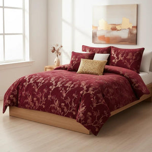 Floral 5-Piece Comforter Set, Farmhouse Bed in a Bag with Comforter, Pillow Shams, Decorative Pillows for All Seasons