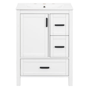 Bathroom Vanity With Sink, Soft-Close Doors, Double-Layer Shelf And 3 Drawers