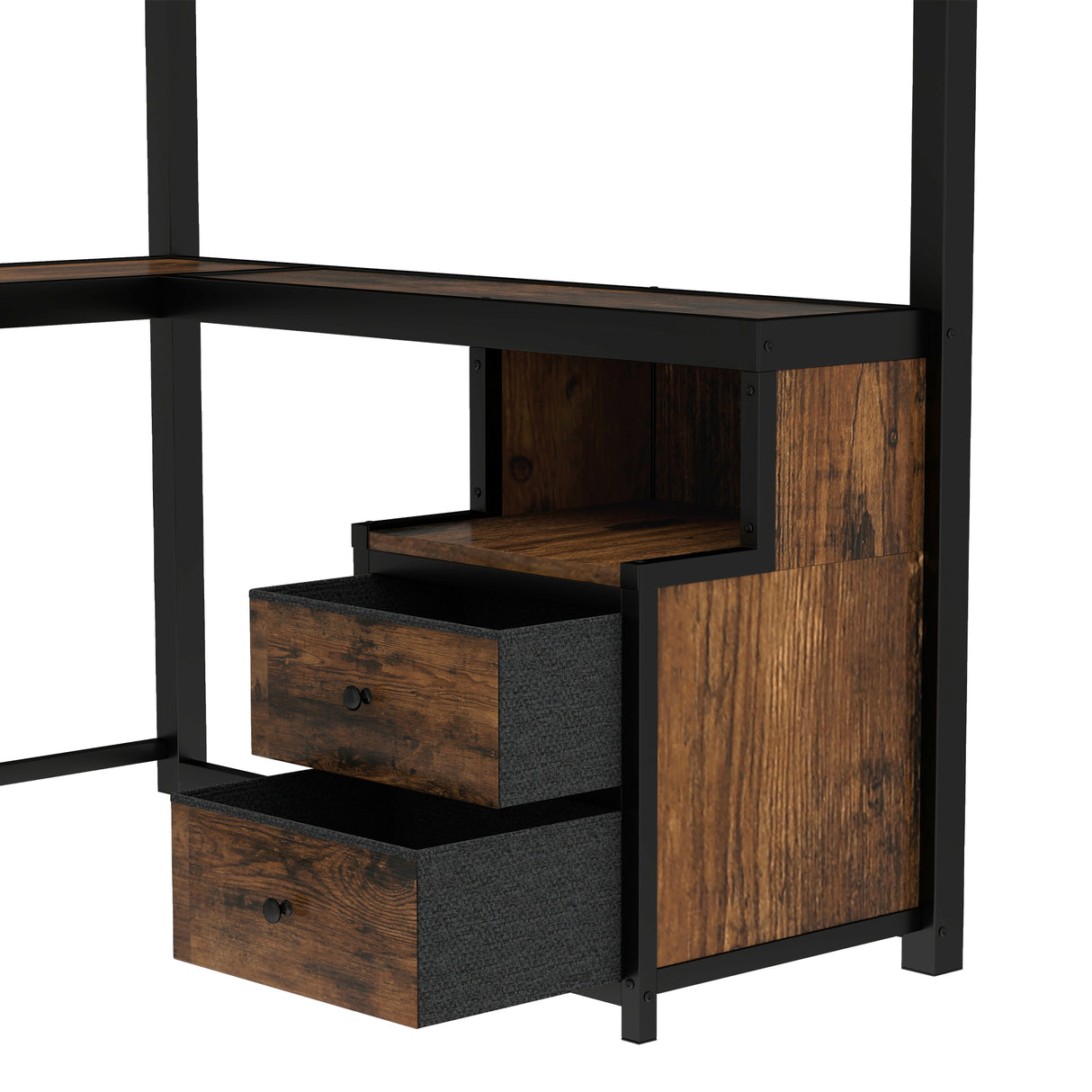 Queen Loft Bed with Desk and Storage