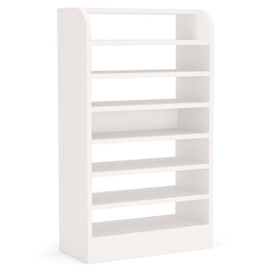 8 Tier Tall Shoe Rack, Wooden Shoe Storage Cabinet, Entryway Organizer - White