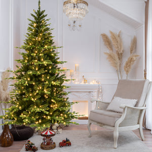 6-Foot Hinged PE & PVC Artificial Christmas Tree, 1608 Tips, 350 Warm White LED Lights