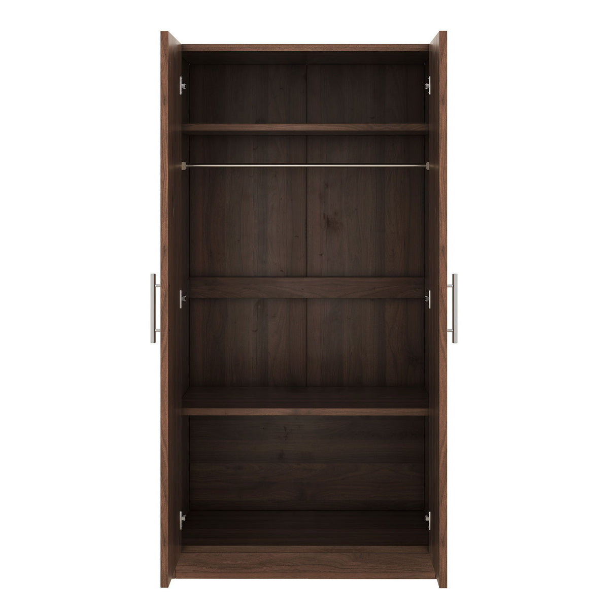 2 Door Wooden Wardrobe Armoire With 3 Storage Shelves - Brown