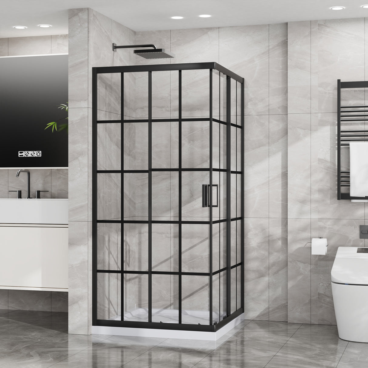 Goodyo Corner Shower Door - 36" D x 36" W x 72" H