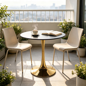 Mid-Century Black Marble Tulip Table