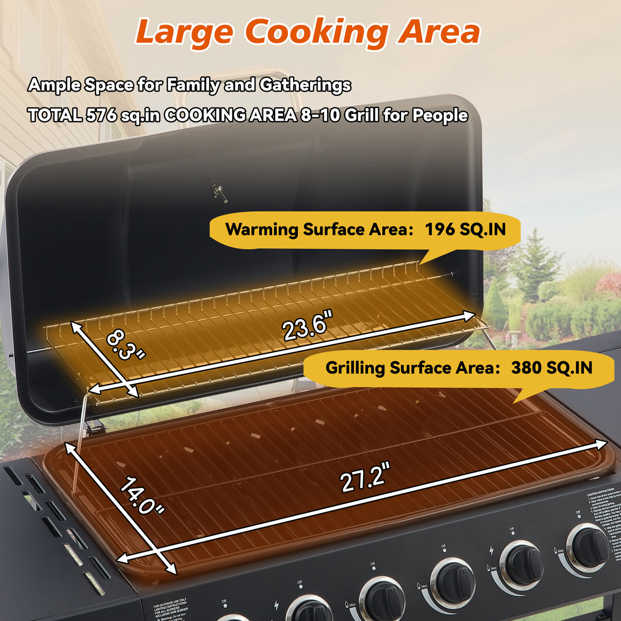 6 Burner Propane Gas BBQ Grill with Side Burner