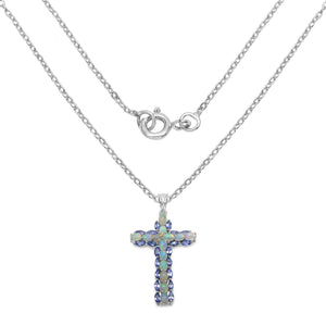 3.32 Carat Genuine Ethiopian Opal and Tanzanite .925 Sterling Silver Pendant