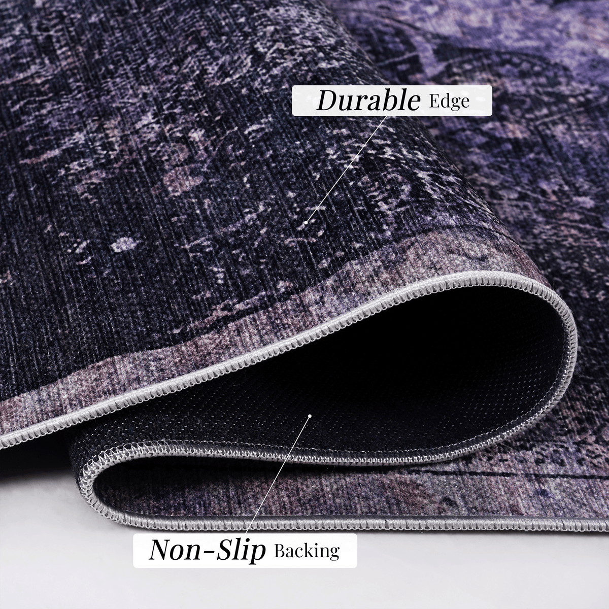Maval Anthracite Washable Rug 8x10 Area Rug