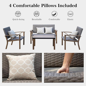 Aluminum Patio Furniture Set, 4-Piece Modern Conversation Set