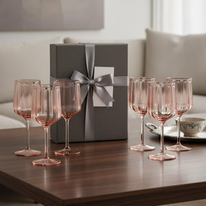 Khen Acrylic Lucia Stemmed Goblets - Set of 6 |14oz | Pink