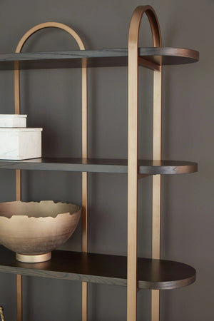 Brentmour - Bookcase - Brown / Gold Finish - Best Buy Furniture