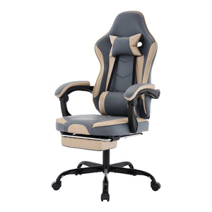 Gaming Chair with Footrest and Massage Lumbar Support