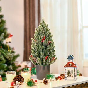 HOMCOM 18" Tall Unlit Miniature Snow-Flocked Tabletop Christmas Tree
