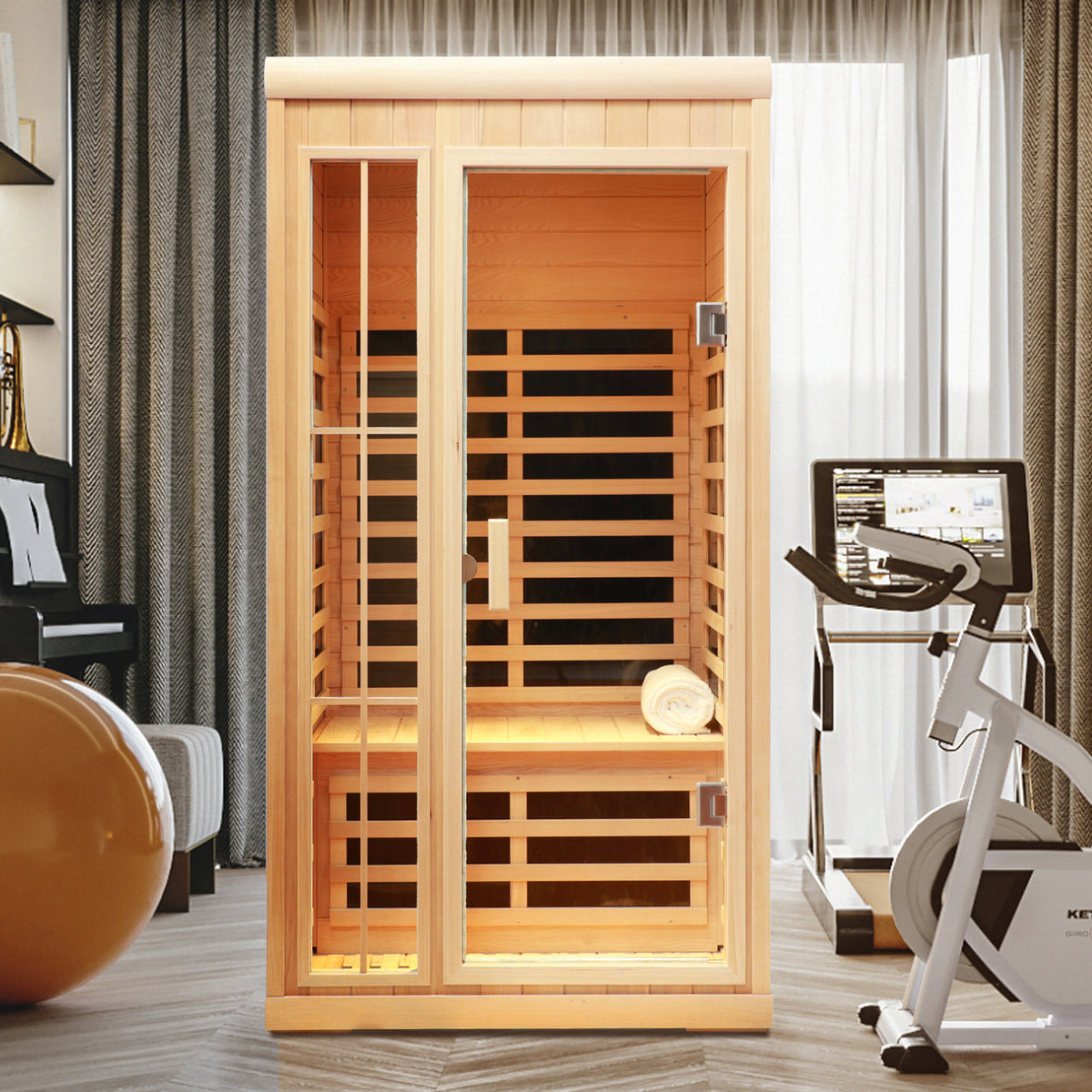 Deluxe One Person Far Infrared Hemlock Sauna Room
