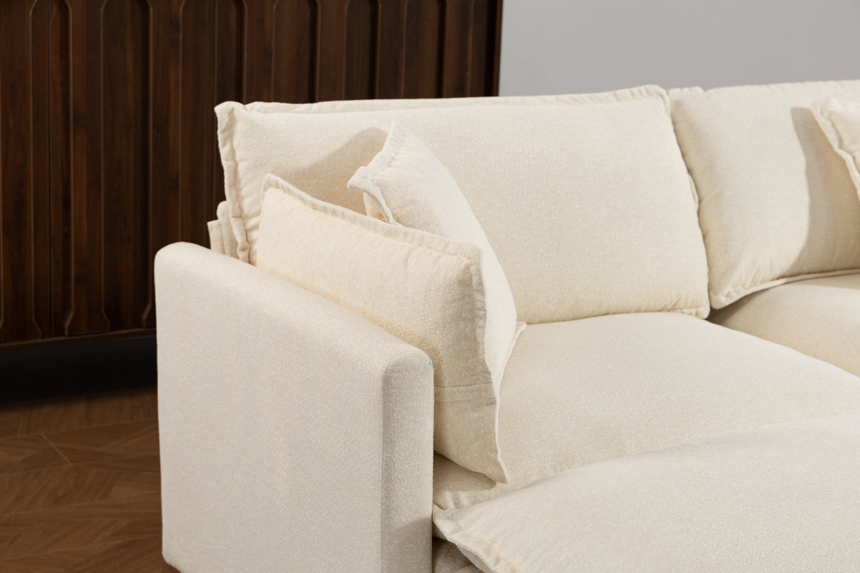 Modern 4-Seater Sectional Sofa with 2 Ottomans