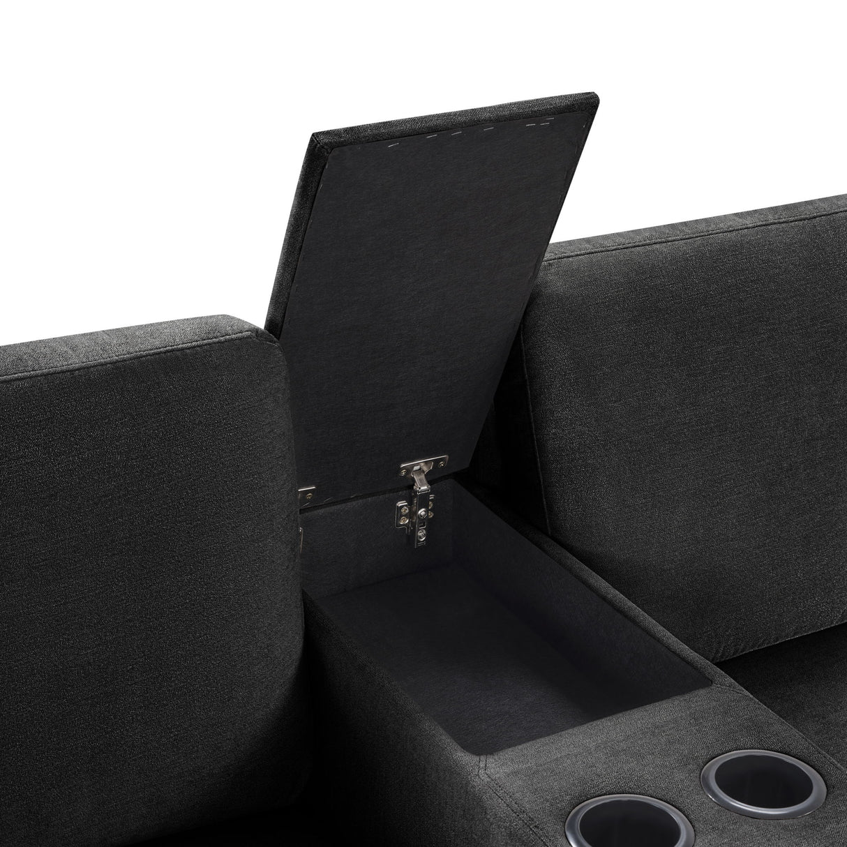 Modular 5 Seat U-Shape Sectional Sofa With Chaise Lounge, Built In Cup Holders And Storage Drawer