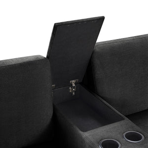 Modular 5 Seat U-Shape Sectional Sofa With Chaise Lounge, Built In Cup Holders And Storage Drawer