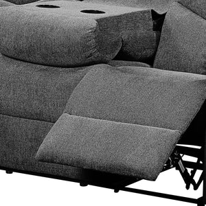Kalen - Chenille Sofa With Drop Down Table - Gray - Best Buy Furniture