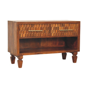 Solid Wood Cadiz Carved Shoe Bench