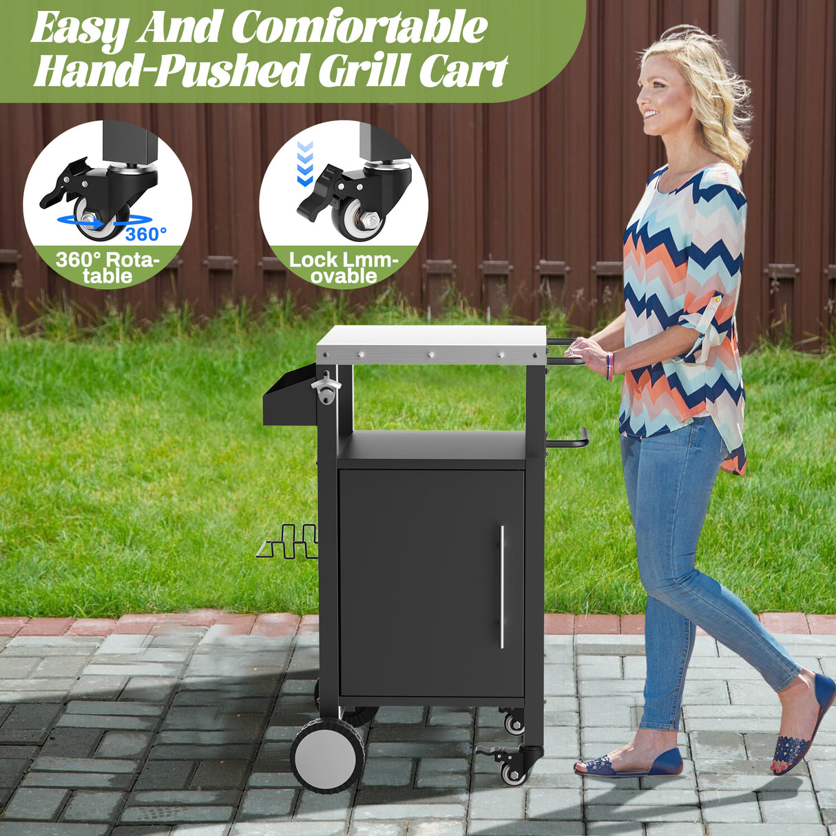 Outdoor Grill Cart with Patio Furniture and Storage