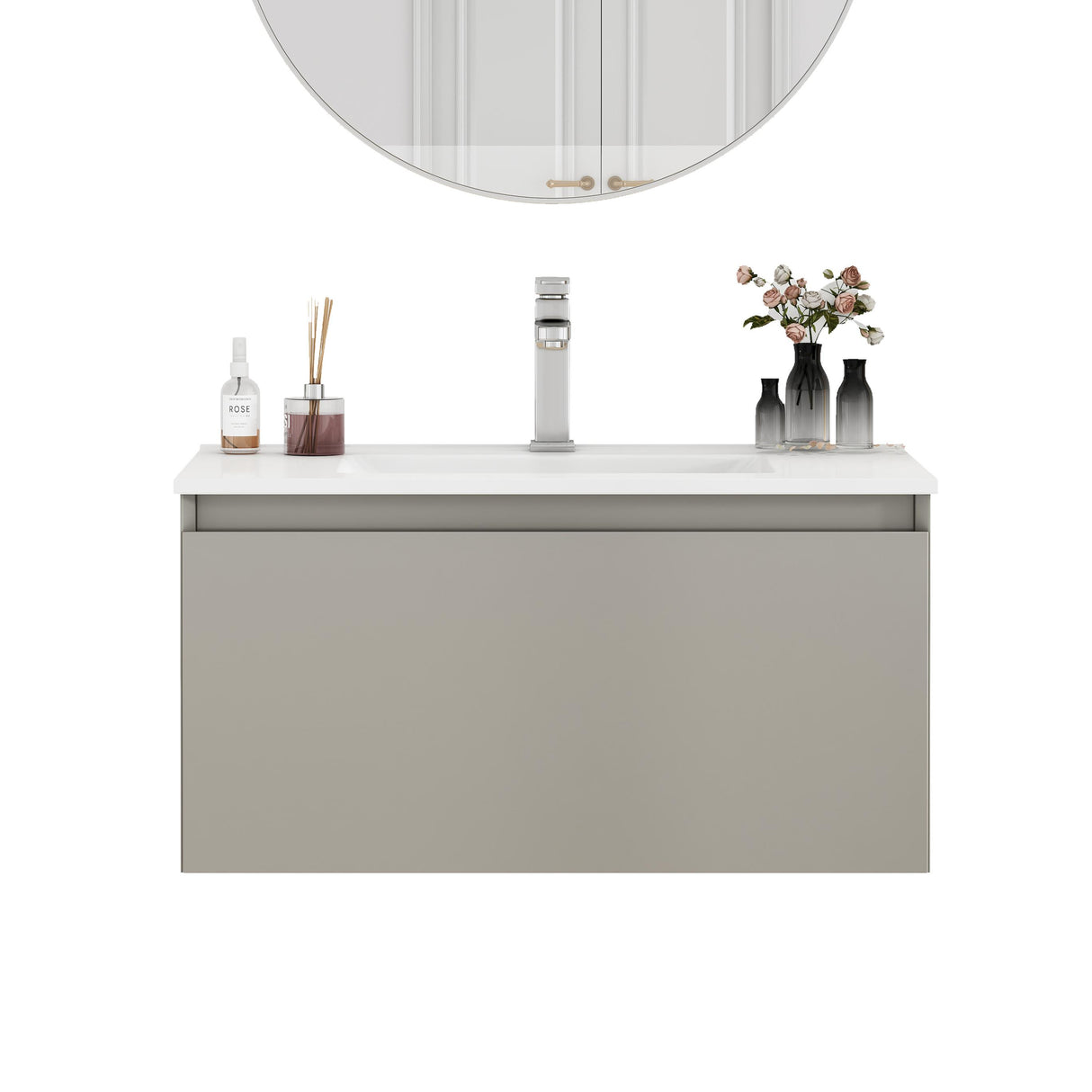 32-Inch Wall-Mounted Bathroom Vanity with Soft-Close Drawer