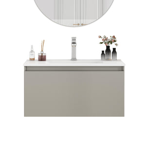 32-Inch Wall-Mounted Bathroom Vanity with Soft-Close Drawer