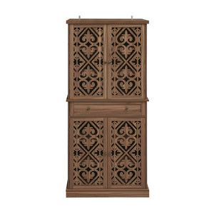 4 Door Cabinet With 1 Drawer, With 4 Adjustable Inner Shelves, Storage Cabinet