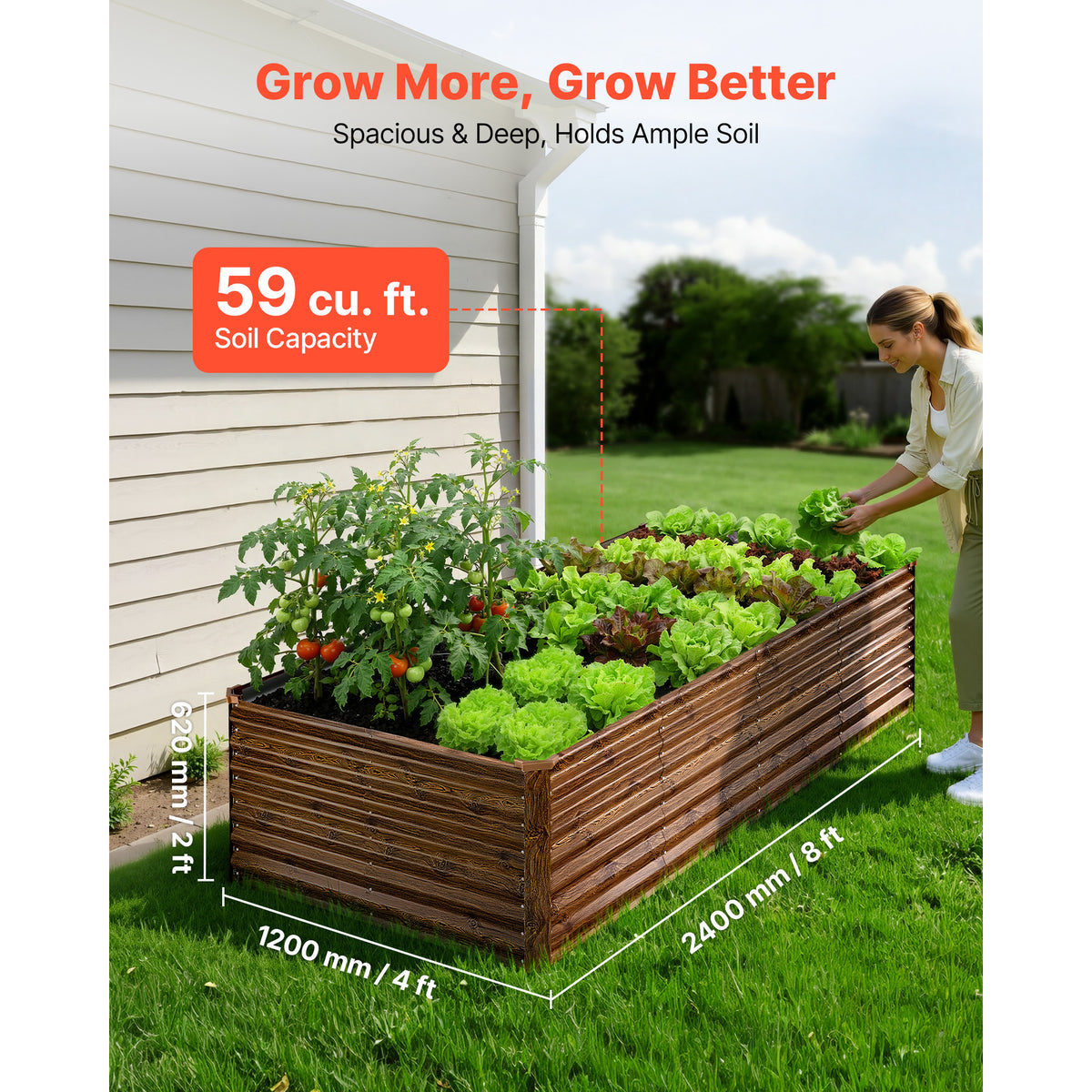 Galvanized Raised Garden Bed, 8 x 4 x 2 ft