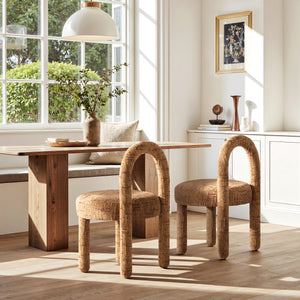 Penny Round Arched Upholstered Dining Side Chair, Set of 2, Golden