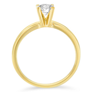 GIA Certified 14K Yellow Gold 1/2 Cttw Diamond Solitaire Engagement Ring (H Color, SI1 Clarity) - Size 6