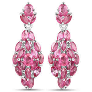 4.12 Carat Genuine Ruby .925 Sterling Silver Earrings