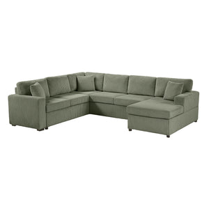Oversized Sectional U-Shaped Sofa With Chaise Lounge And Three Soft Throw Pillows
