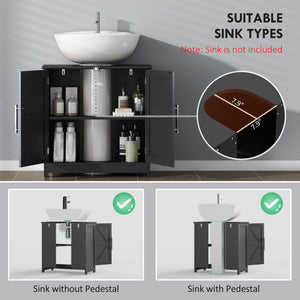Pedestal Sink Storage Cabinet with 2 Barn Doors and Adjustable Shelf