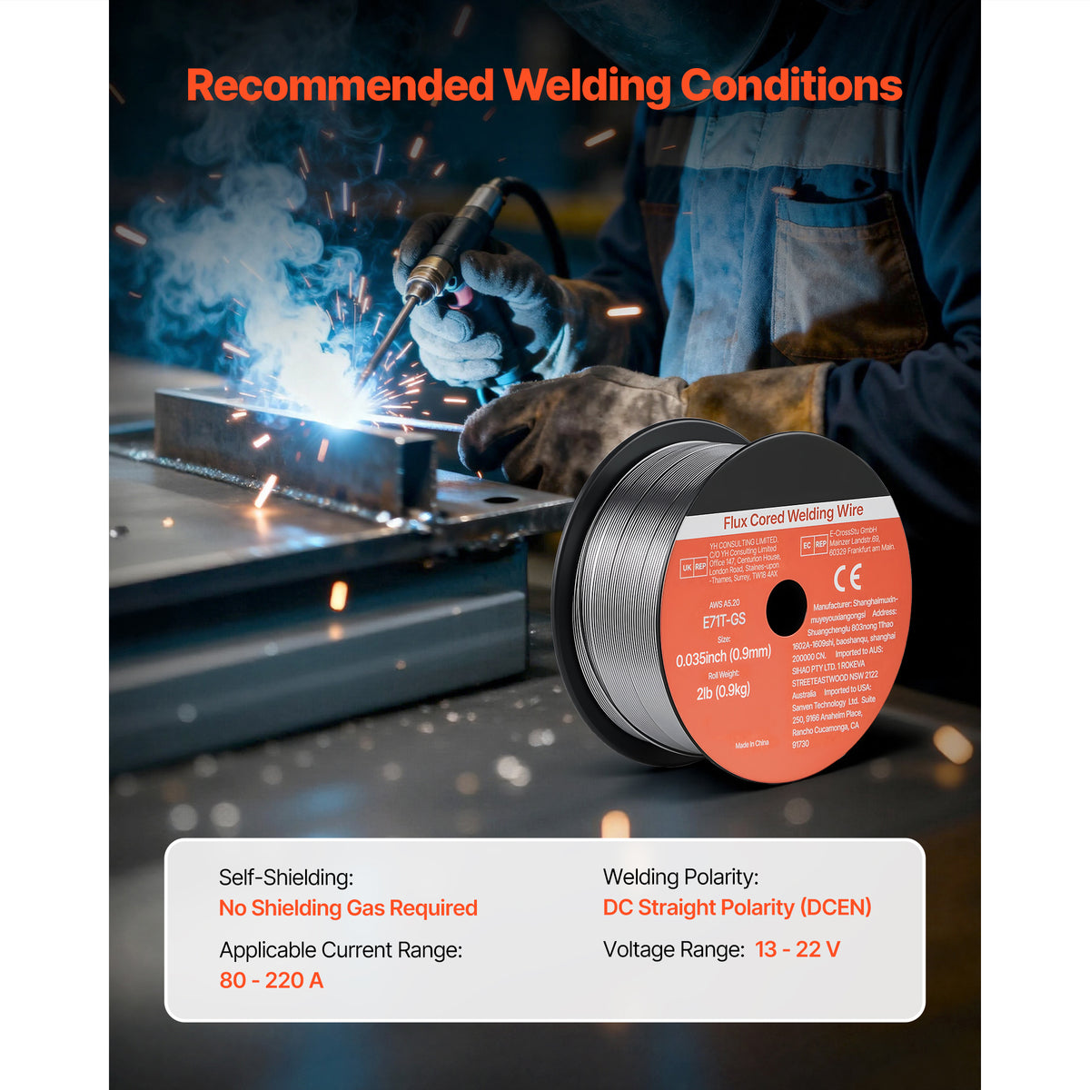 Flux Core MIG Welding Wire, E71T-GS 0.035-inch 2 LBS
