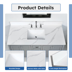 49-Inch Quartz Bathroom Vanity Top